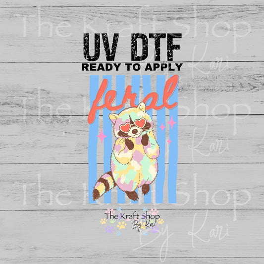 UV DTF Feral Heart Sunglasses Raccoon decal #4728