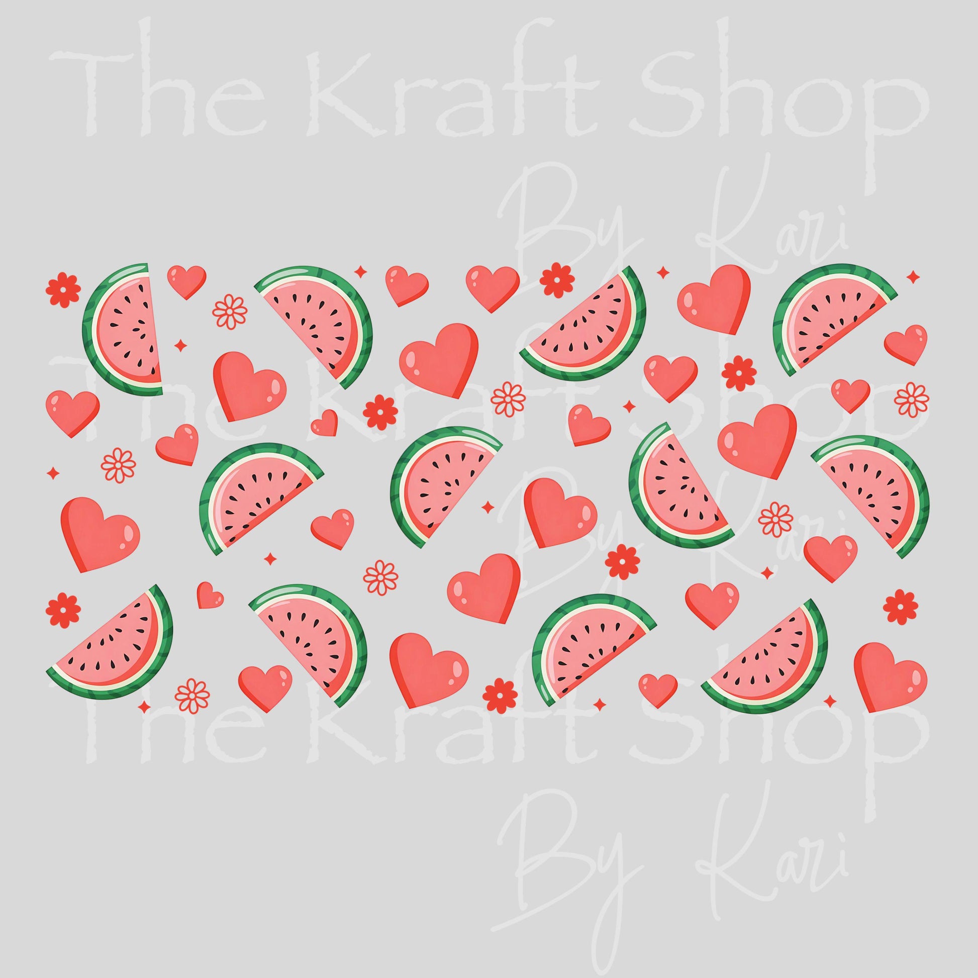 UV DTF Watermelon Flowers Hearts Glass can wrap decals #5541