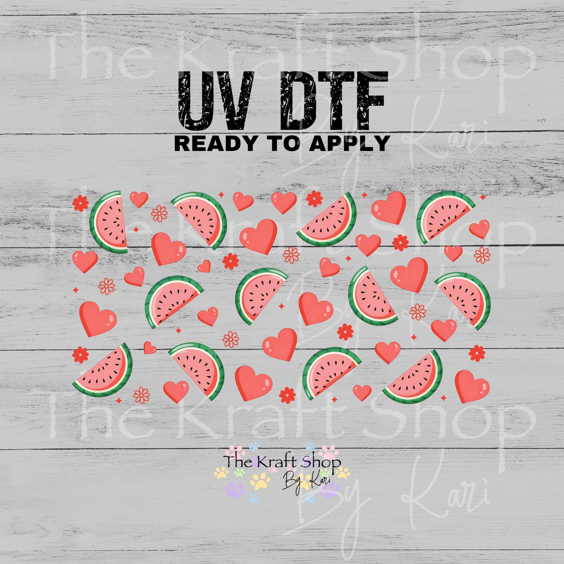 UV DTF Watermelon Flowers Hearts Glass can wrap decals #5541
