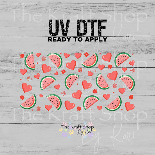 UV DTF Watermelon Flowers Hearts Glass can wrap decals #5541