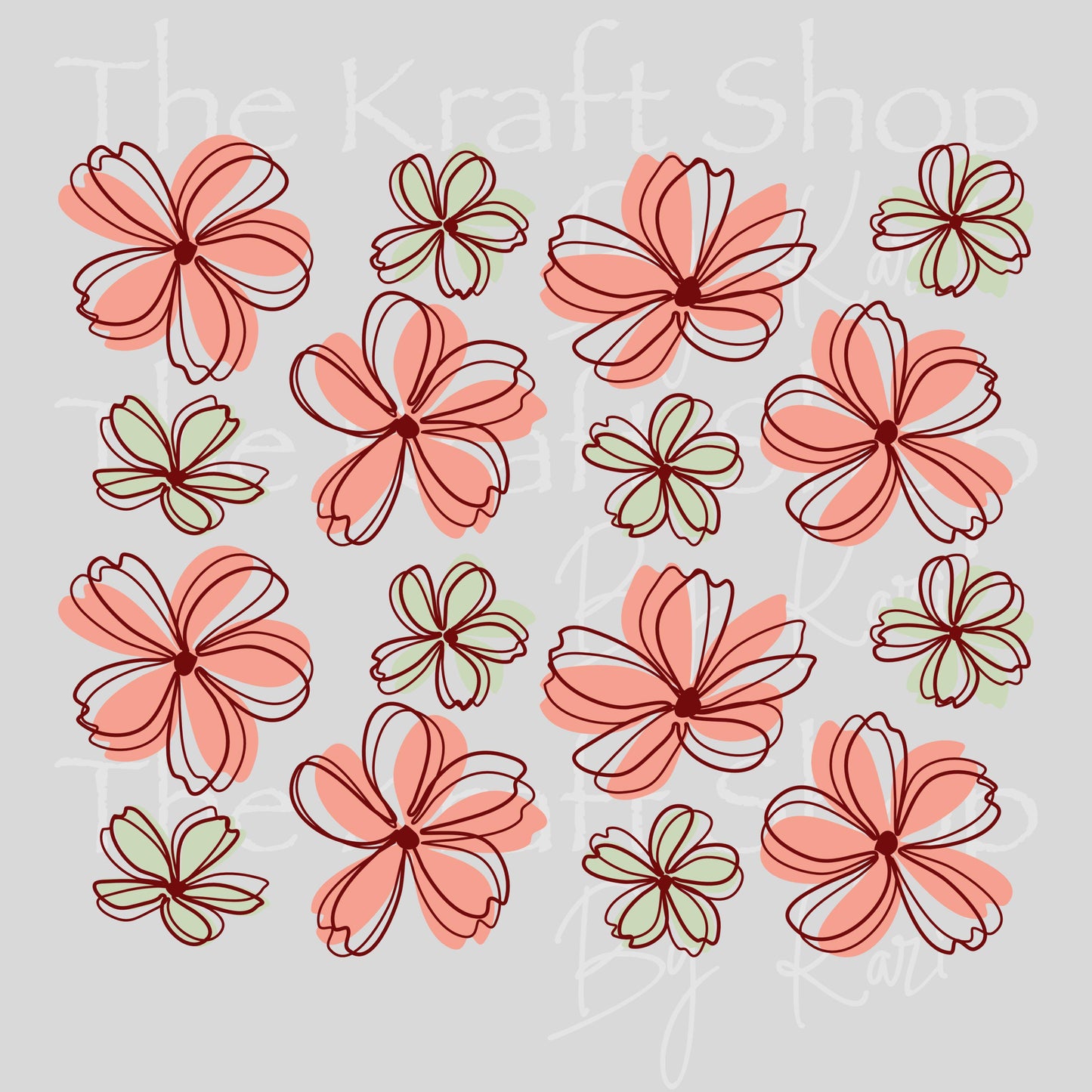 UV DTF Sticker print Artsy Flowers mixed media Element sheet 8x6.7 decal #10503