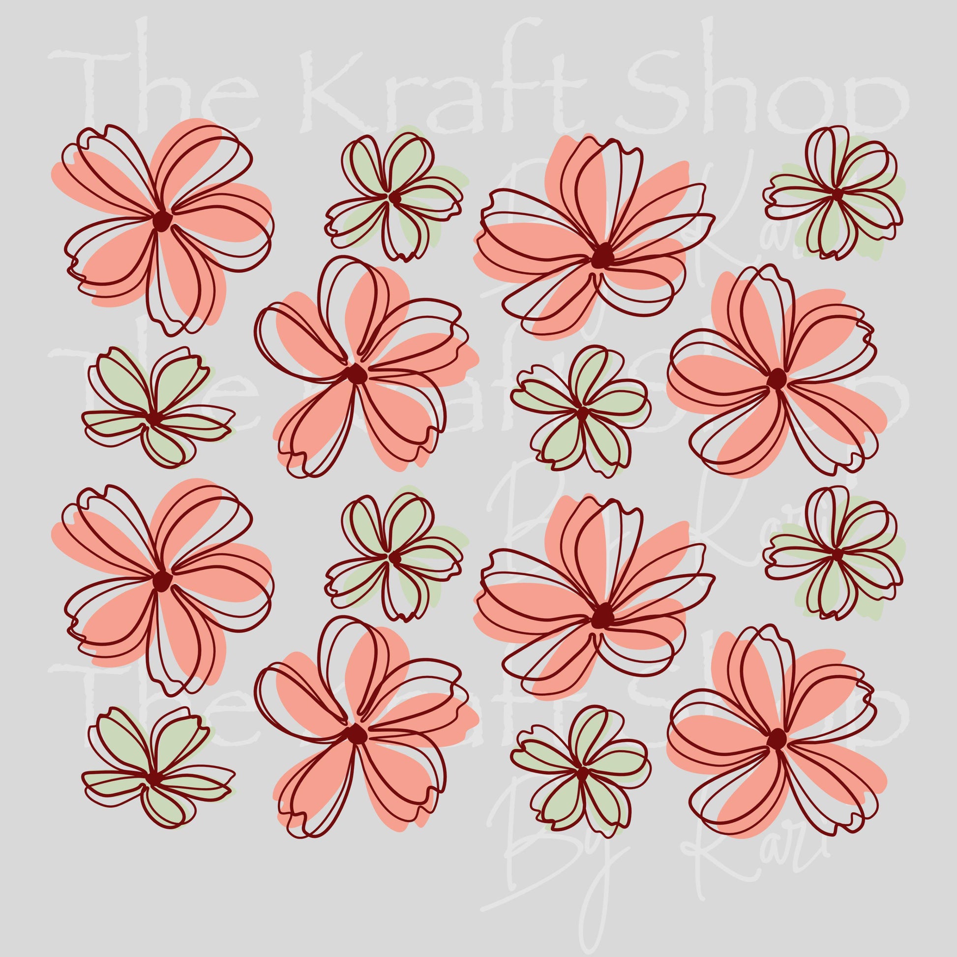 UV DTF Sticker print Artsy Flowers mixed media Element sheet 8x6.7 decal #10503