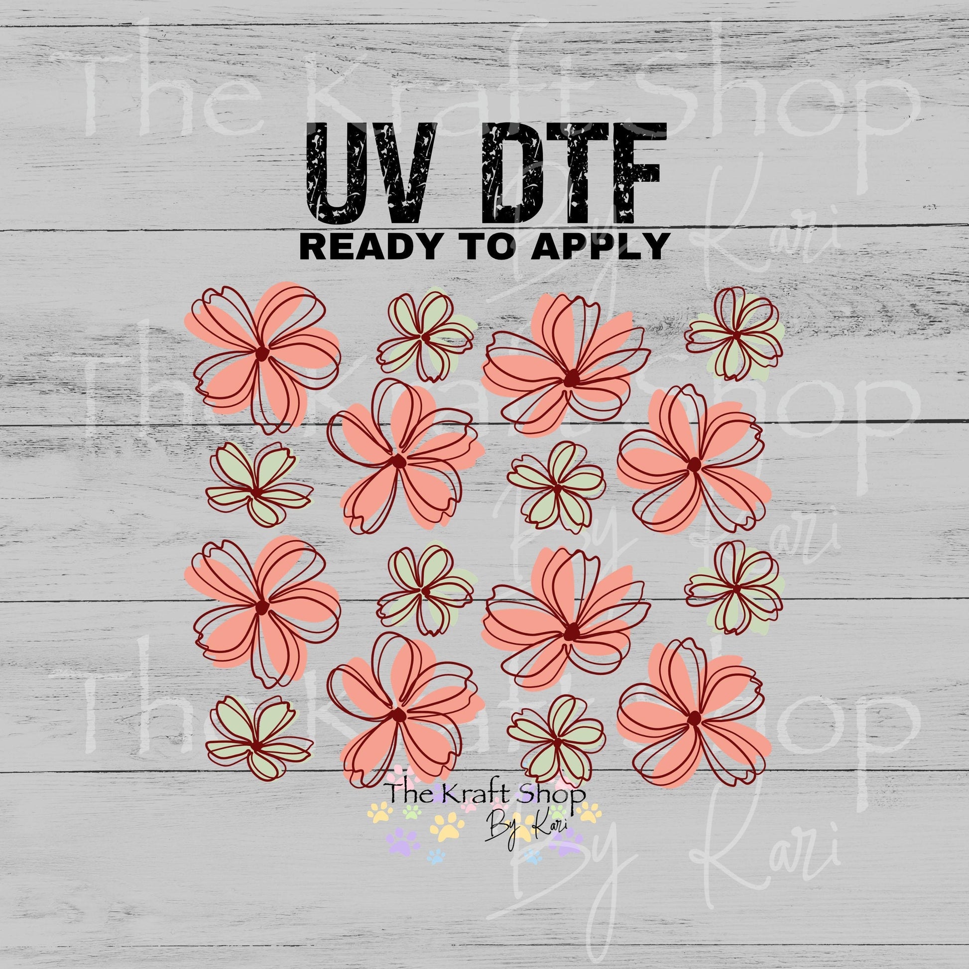 UV DTF Sticker print Artsy Flowers mixed media Element sheet 8x6.7 decal #10503