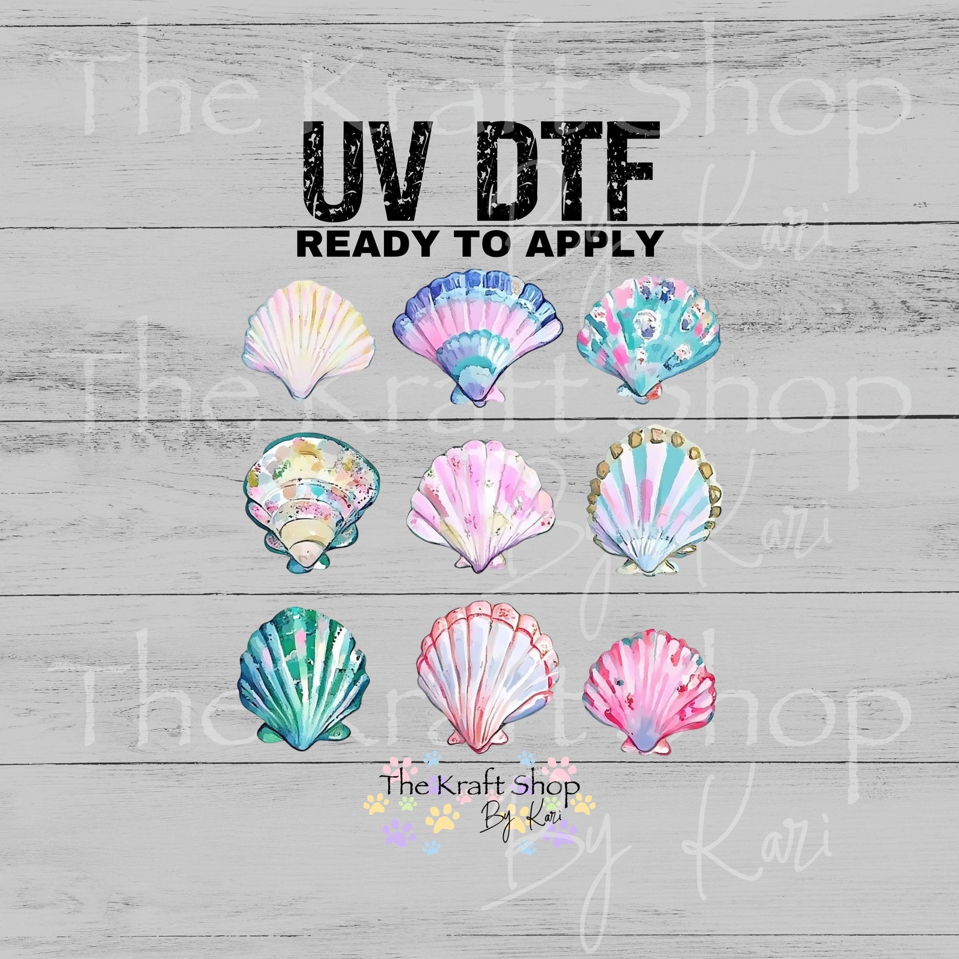 UV DTF Pink Nautical Shells Element sheet 6x6 decal, tumbler decal, permanent sticker. #10504