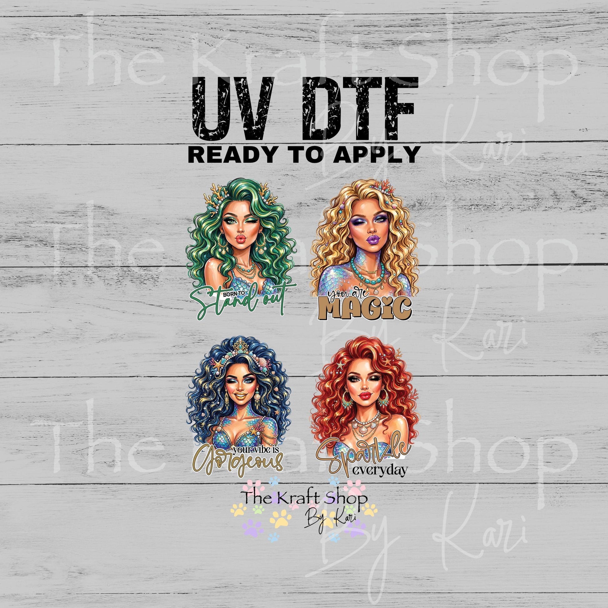 UV DTF Bougie Motivational girls winking decals 4pk, permanent sticker.#4747
