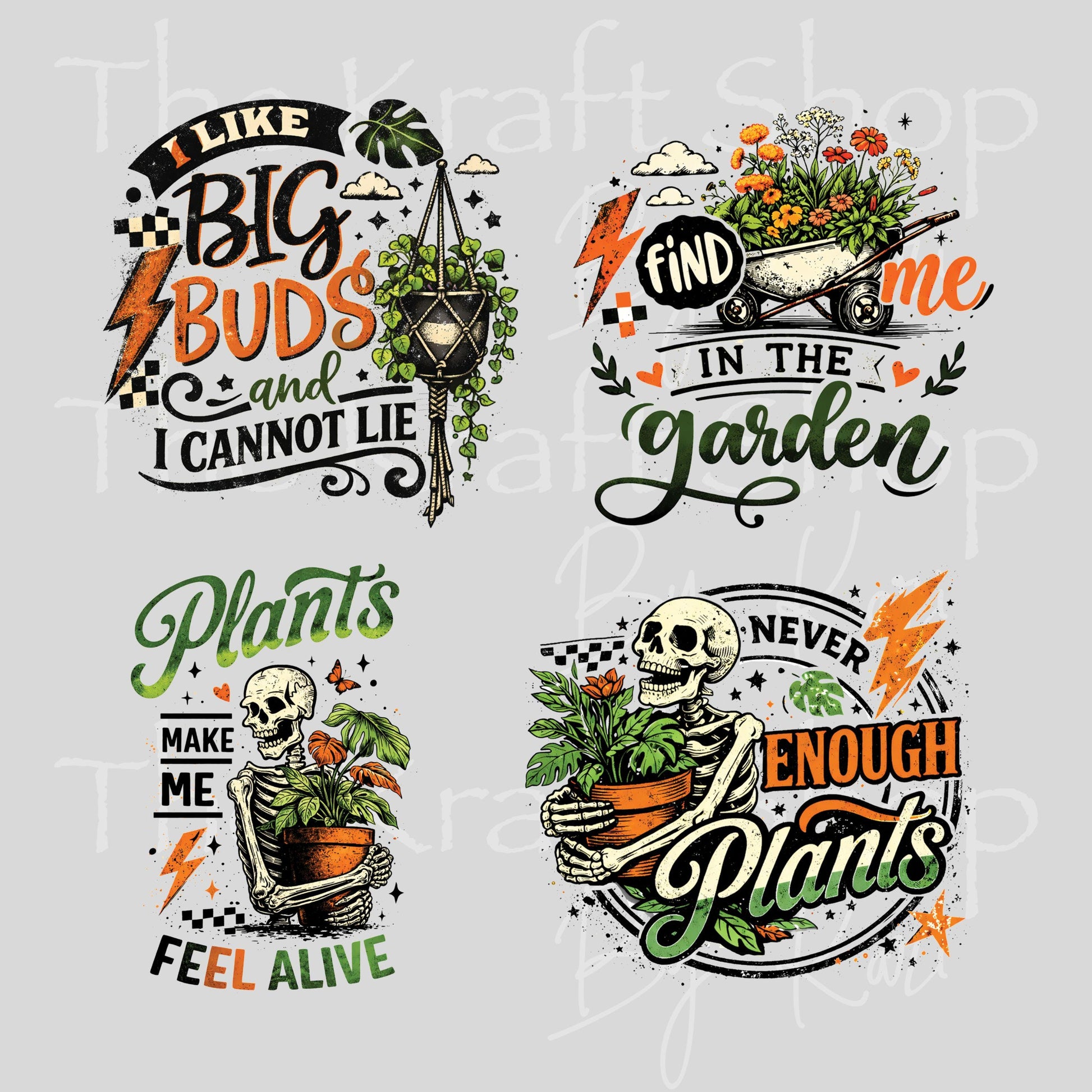 UV DTF Never enough plants skeleton sarcastic decals 4pk, permanent sticker.#4748