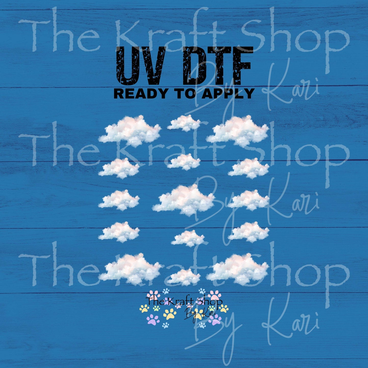 UV DTF Sticker print Puffy clouds Element sheet 8x8 decal, tumbler decal, permanent sticker. #10516