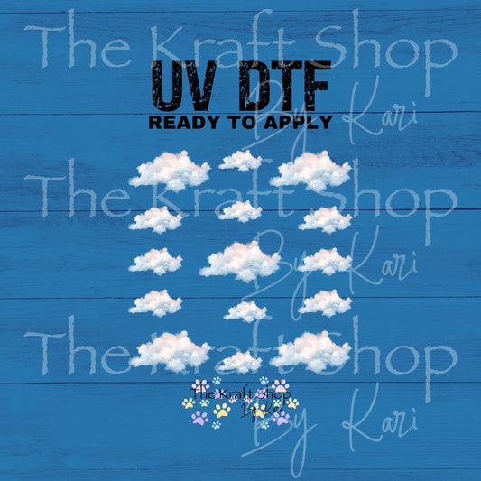 UV DTF Sticker print Puffy clouds Element sheet 8x8 decal, tumbler decal, permanent sticker. #10516