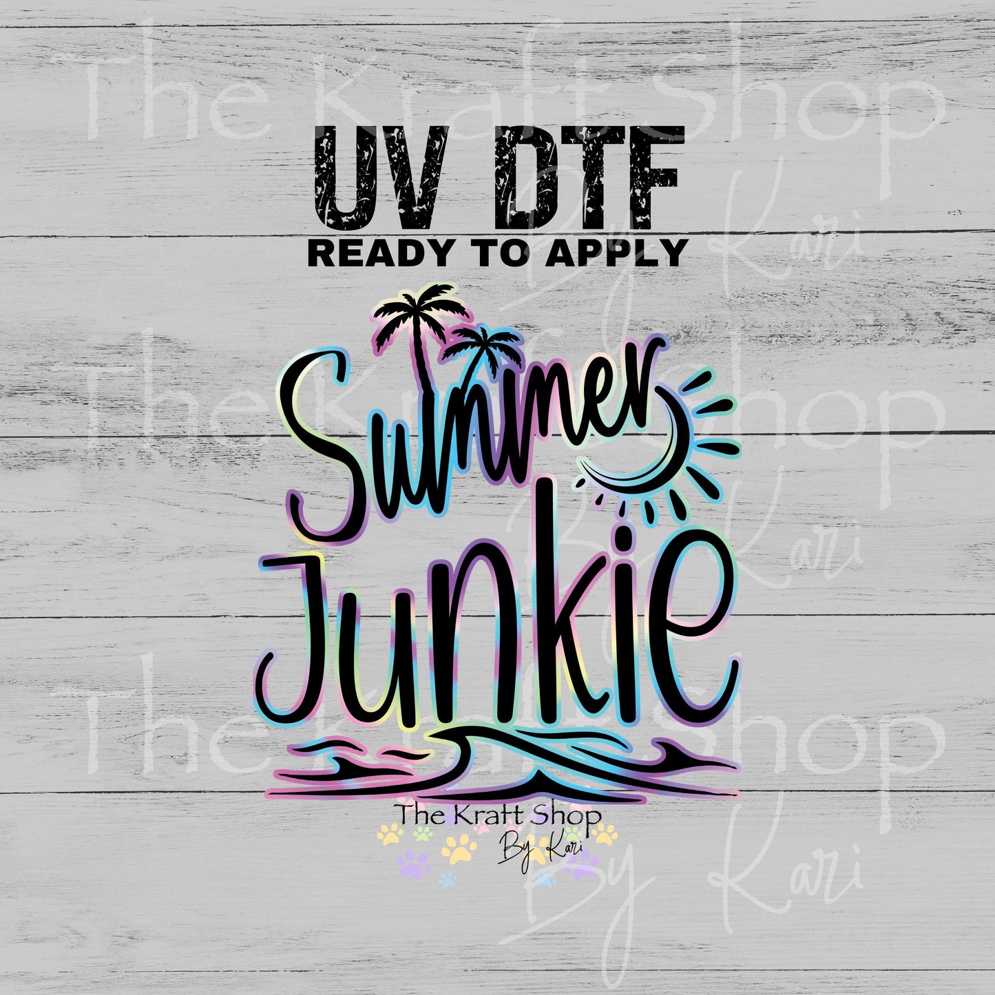 UV DTF Summer Junkie neon letters decal #4752