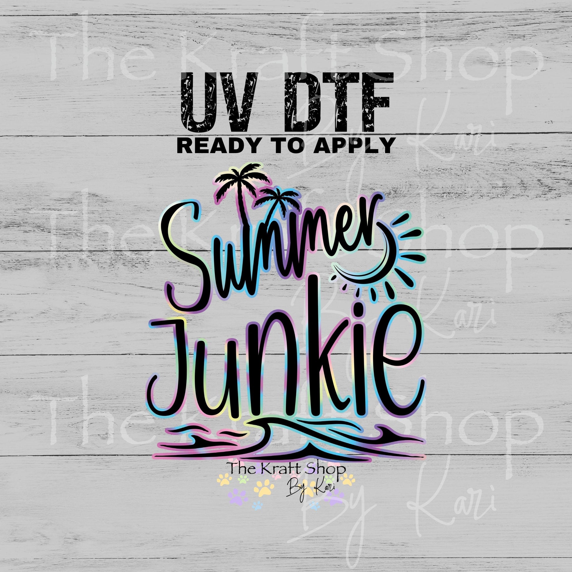 UV DTF Summer Junkie neon letters decal #4752