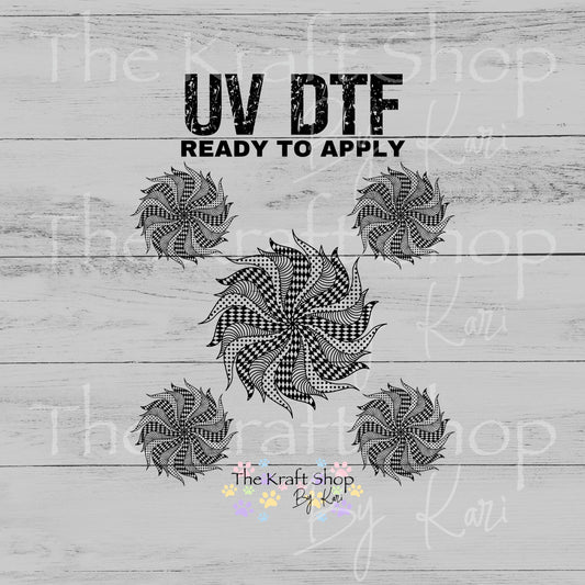 UV DTF Black swirl mandala Element sheet 6x6 decal, tumbler decal, permanent sticker. #10507