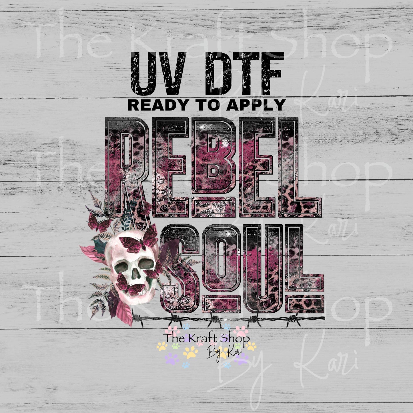 UV DTF Sticker print Rebel Soul pink black skull sarcastic humor decal #4734