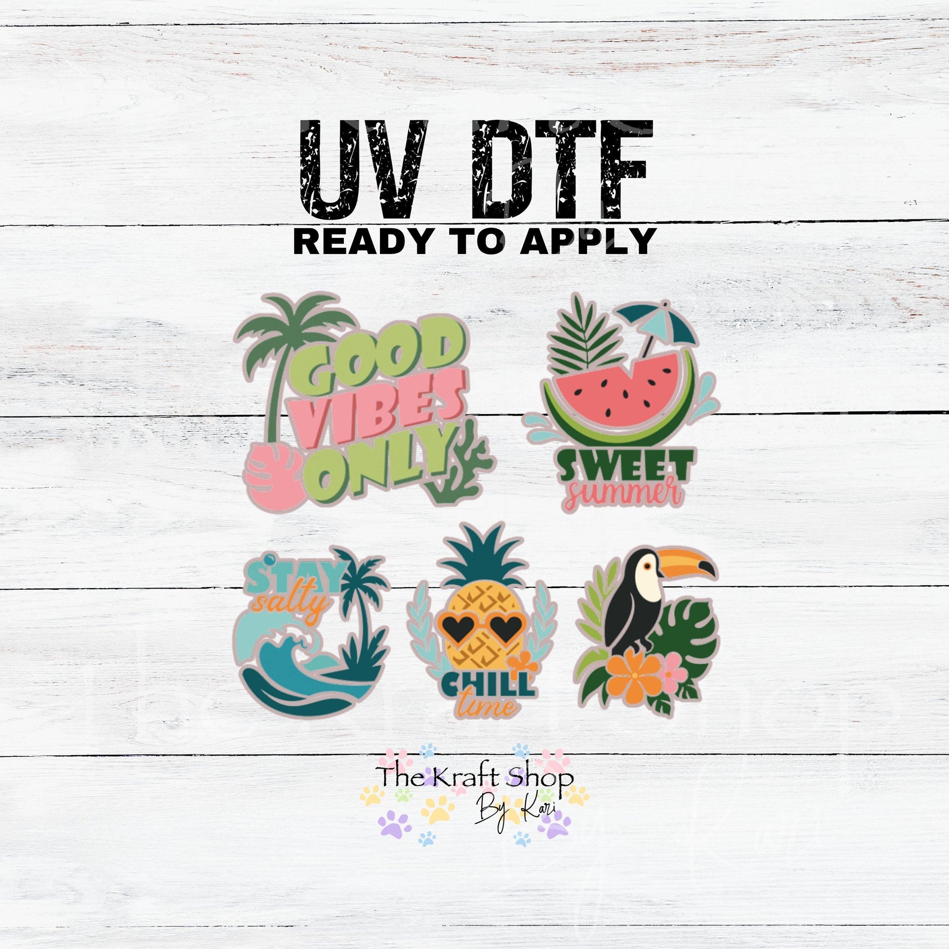 UV DTF Good Vibes Only bundle of decals Element sheet 10x10 decal #4737