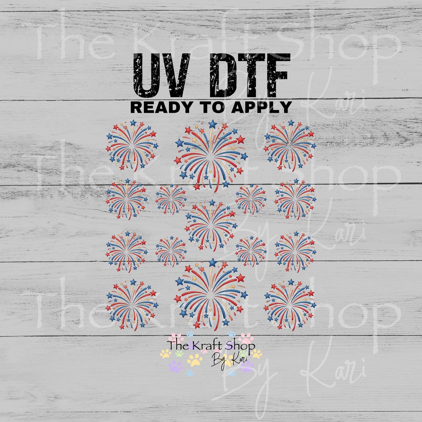 UV DTF Firework element 10x10 sheet bundle decal, permanent sticker. #7685
