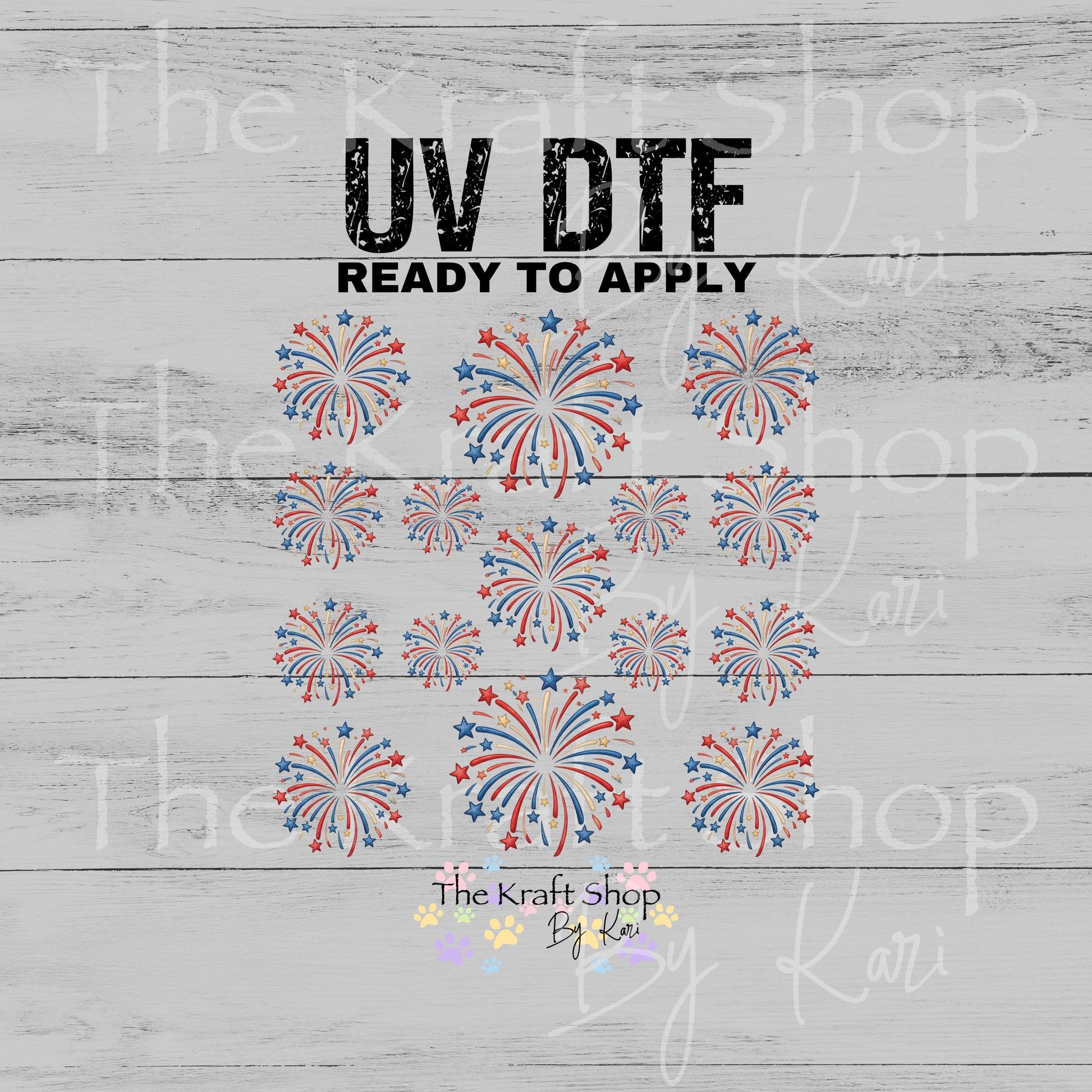 UV DTF Firework element 10x10 sheet bundle decal, permanent sticker. #7685
