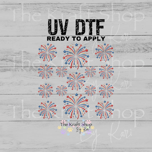UV DTF Firework element 10x10 sheet bundle decal, permanent sticker. #7685