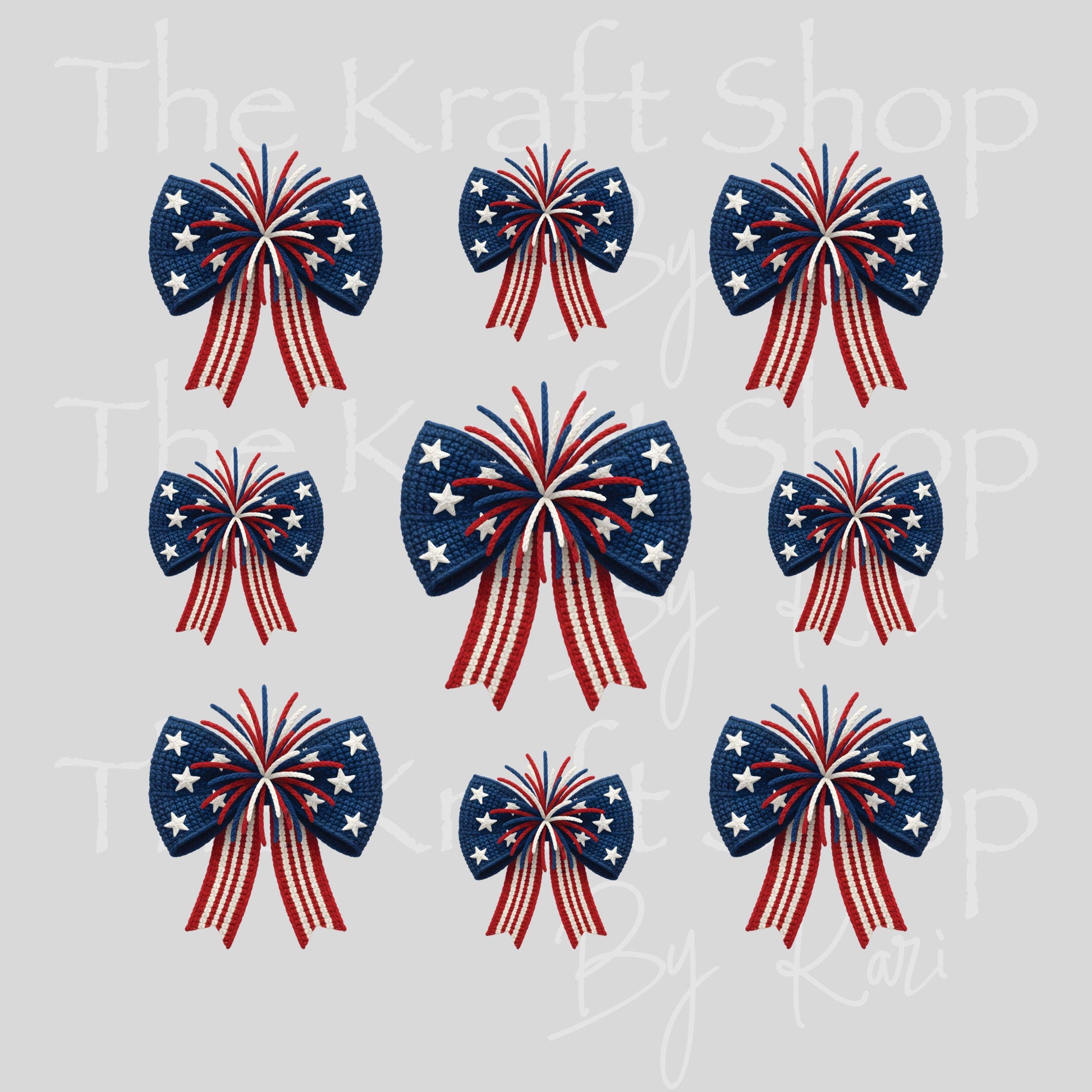 UV DTF Yarn 4th of July bow Element sheet 6x6 decal, tumbler decal, permanent sticker. #7686