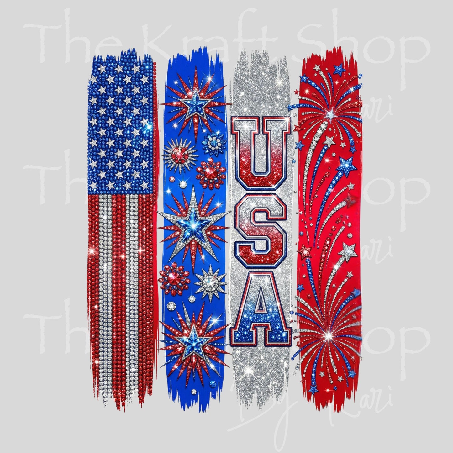 UV DTFUSA brush stroke 4th of July patriotic decal #7688
