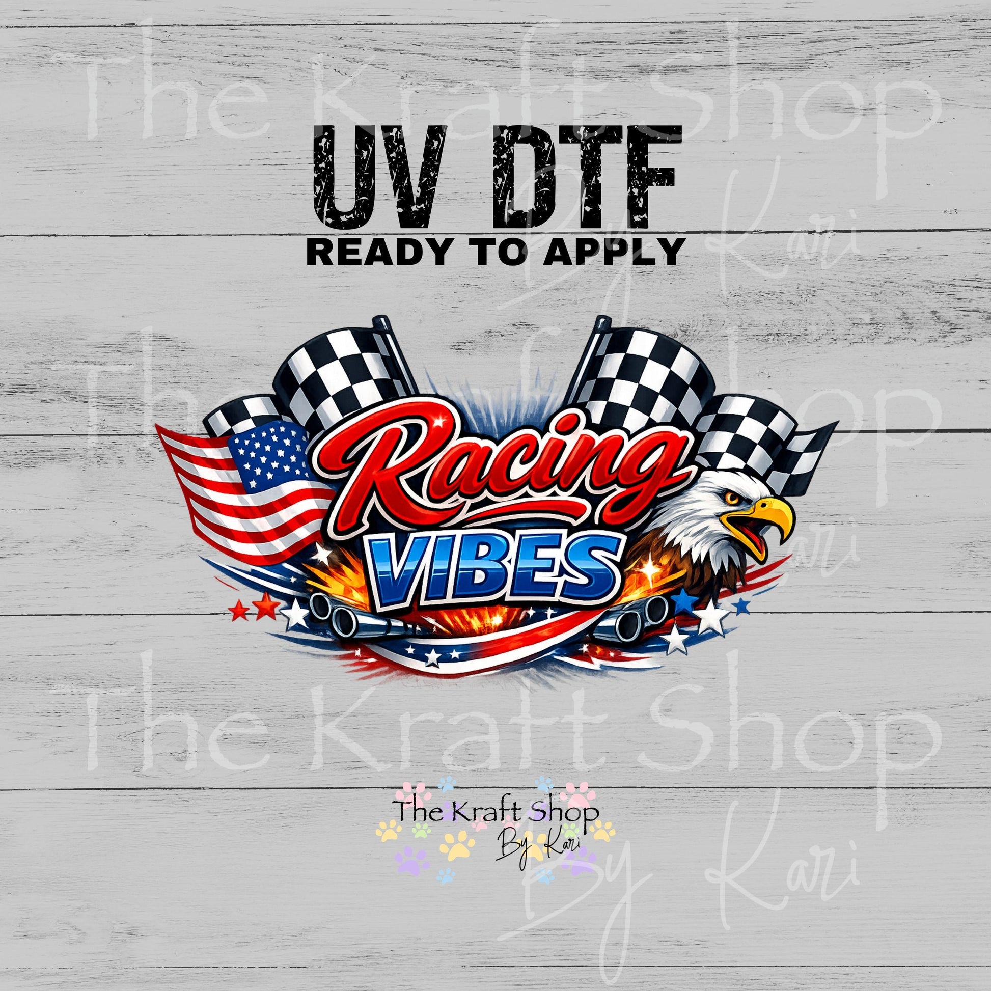 UV DTF Racing Vibes Patriotic 4th of July patriotic decal #7690