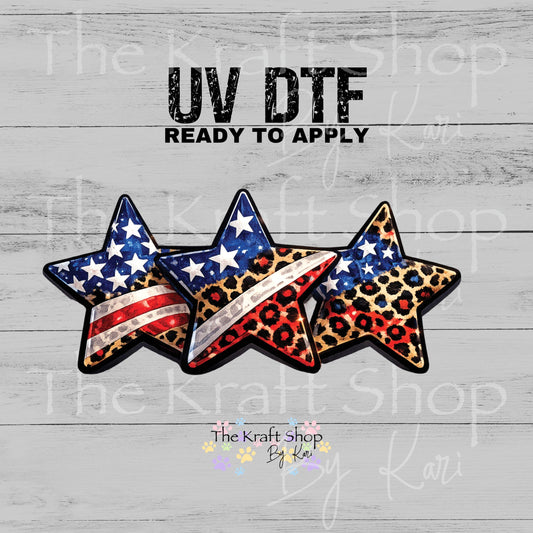 UV DTF Cheetah Patriotic Stars 4th of July patriotic decal #7691