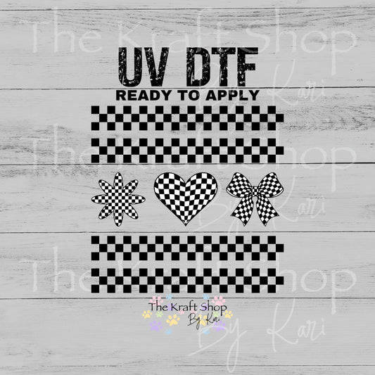 UV DTF All Checkered element 10x10 sheet bundle decal, permanent sticker. #10519