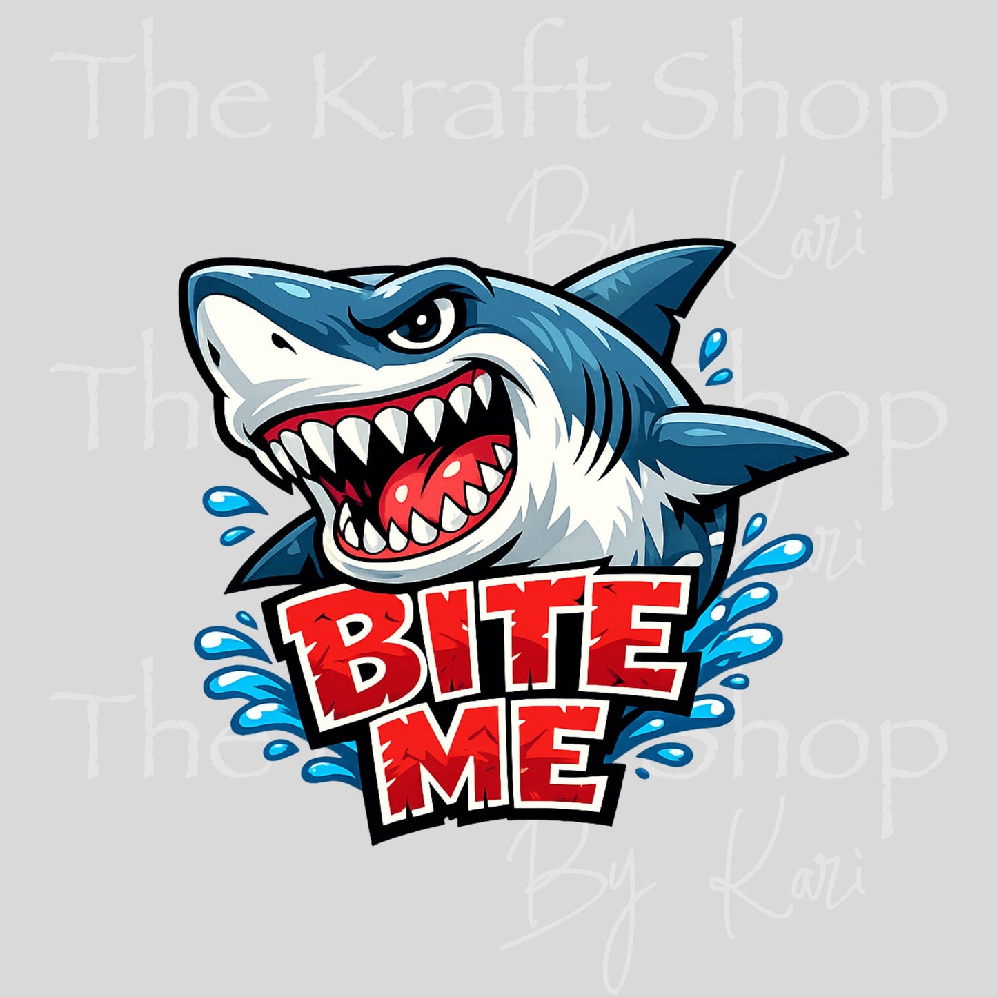 UV DTF Bite Me Shark with water splash decal #4768