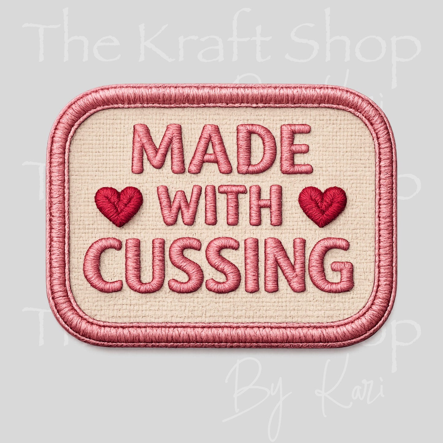 UV DTF Made with cussing stitched patch decal, tumbler decal, permanent sticker. #4770