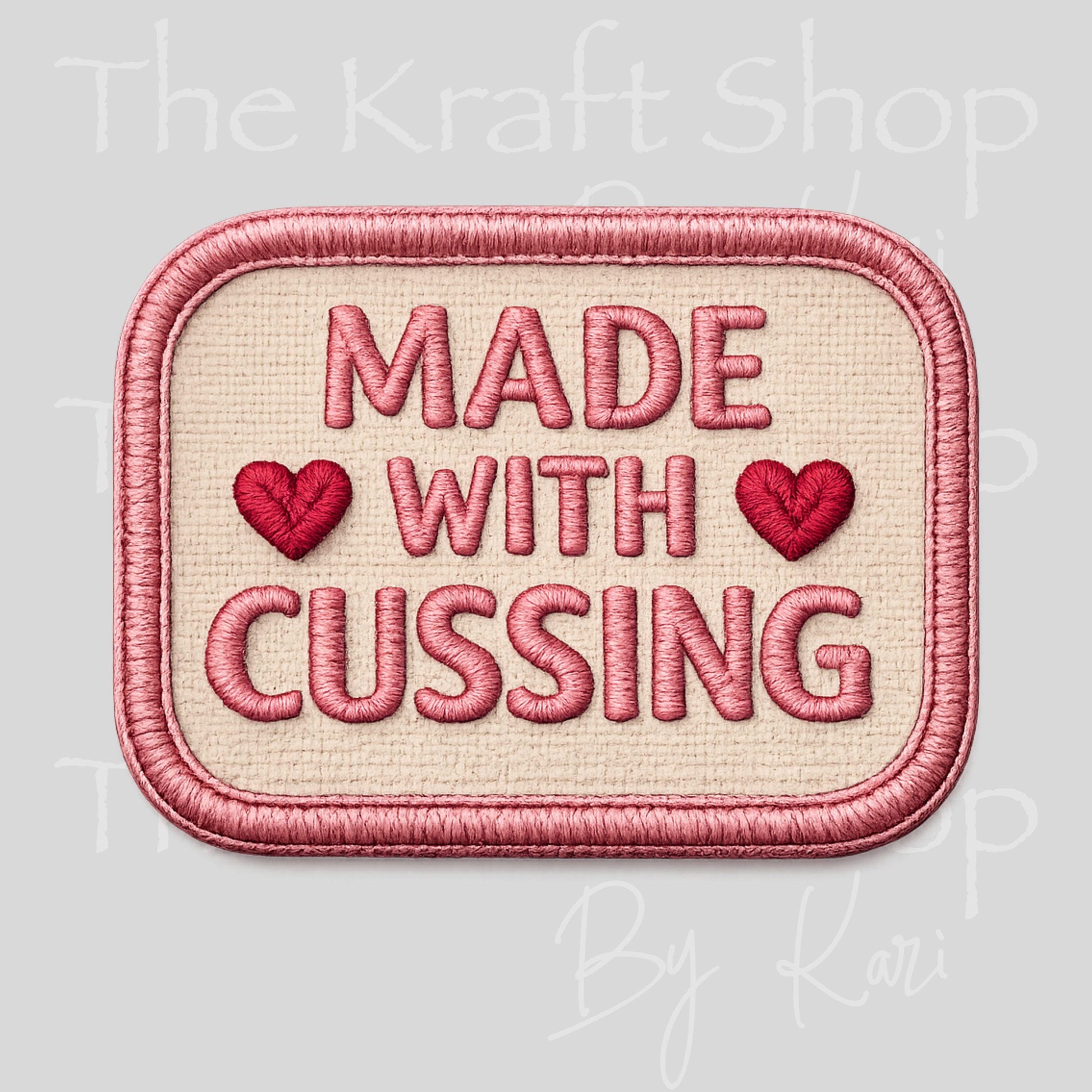 UV DTF Made with cussing stitched patch decal, tumbler decal, permanent sticker. #4770