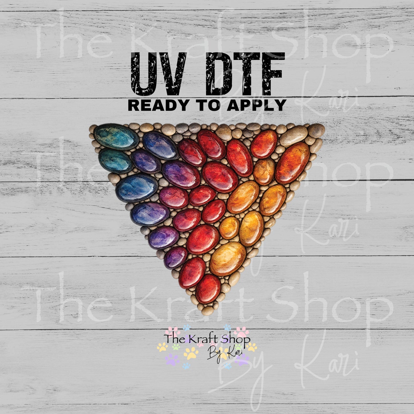 UV DTF Sticker print. Colorful pebble vsplit helper tumbler decal. #5545