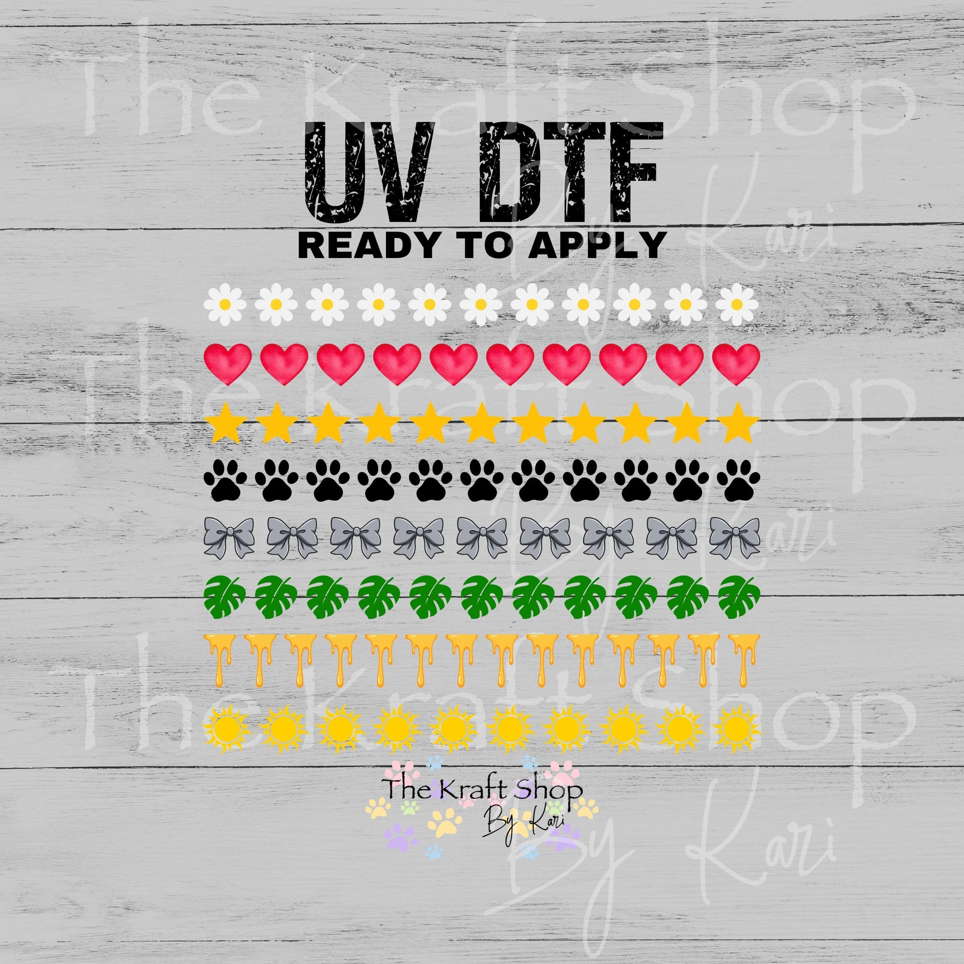 UV DTF Shaped rim strips snow globe or pen element sheet. Mixed media #10521