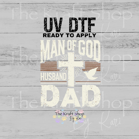 UV DTF Man of God Husband Christian decal, tumbler decal, permanent sticker. #4778