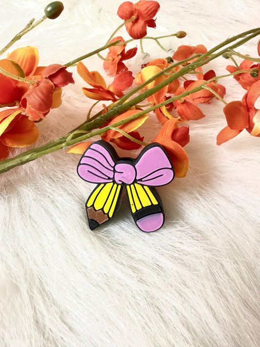 3D Teacher pencil bow straw topper. Ready to ship.