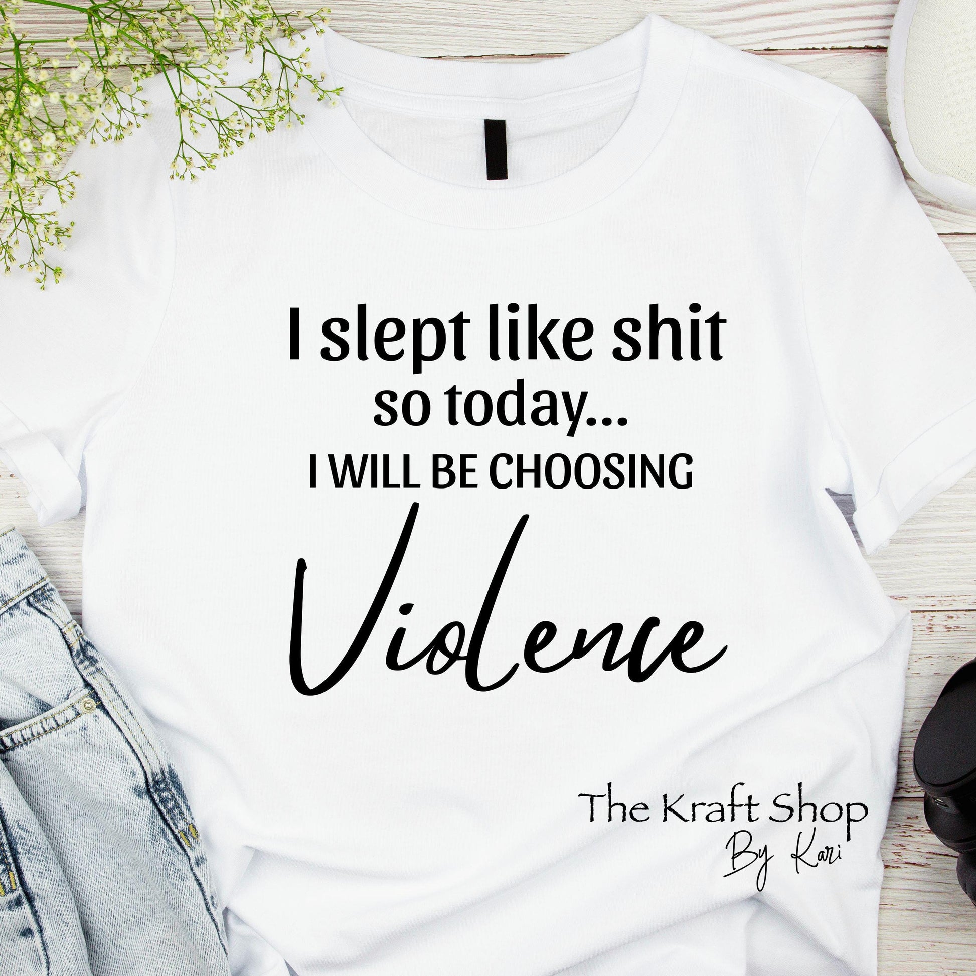 DTF ready to press transfer. I slept like shit so I will be choosing violence shirt transfer #11649