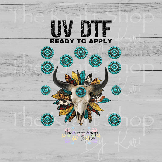 UV DTF Feathered Skull Element sheet 6x6 decal, tumbler decal, permanent sticker. #10517