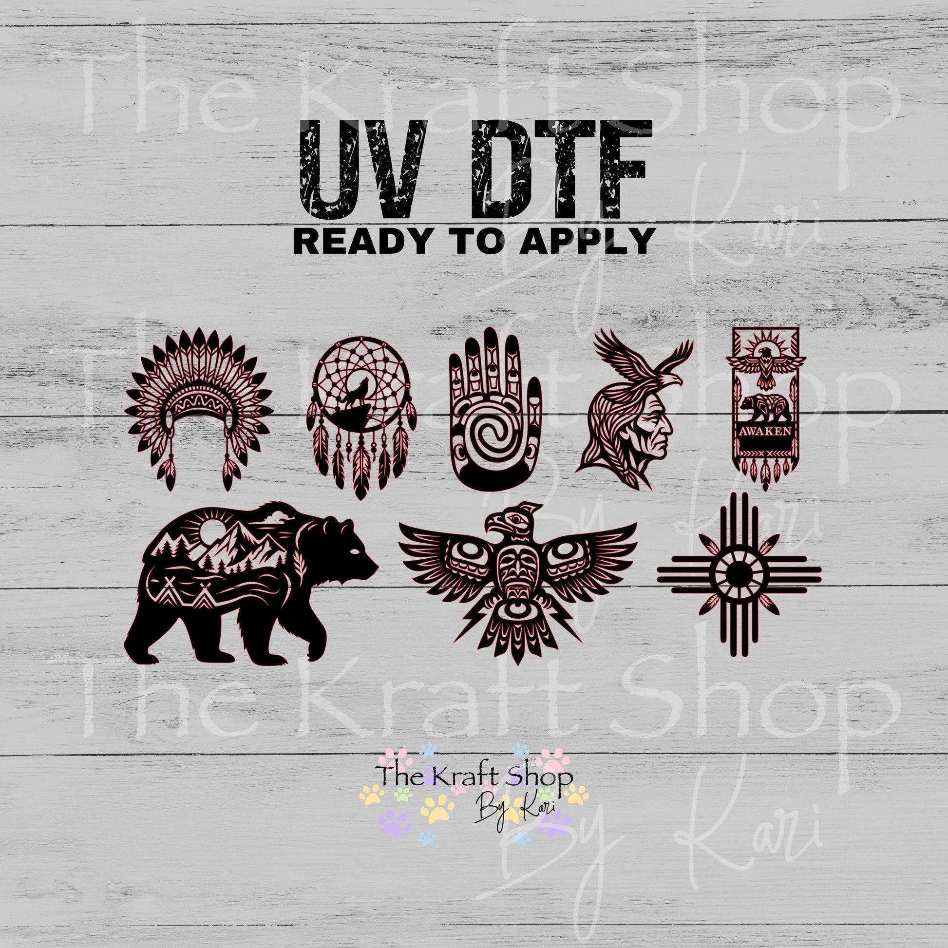 UV DTF Native American Mixed Media Element sheet decal, tumbler decal, permanent sticker. #10518