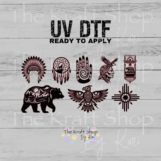 UV DTF Native American Mixed Media Element sheet decal, tumbler decal, permanent sticker. #10518