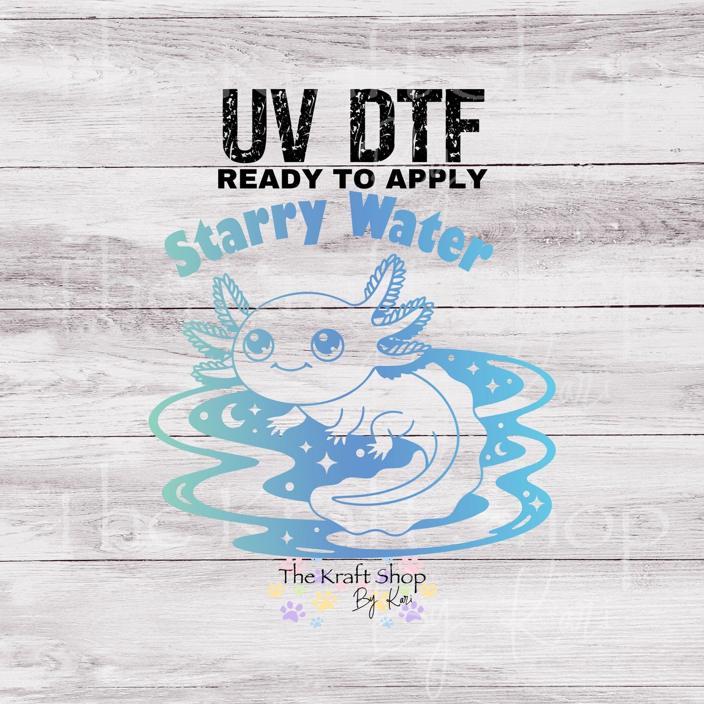 UV DTF Starry Water Axolotl decal #1151