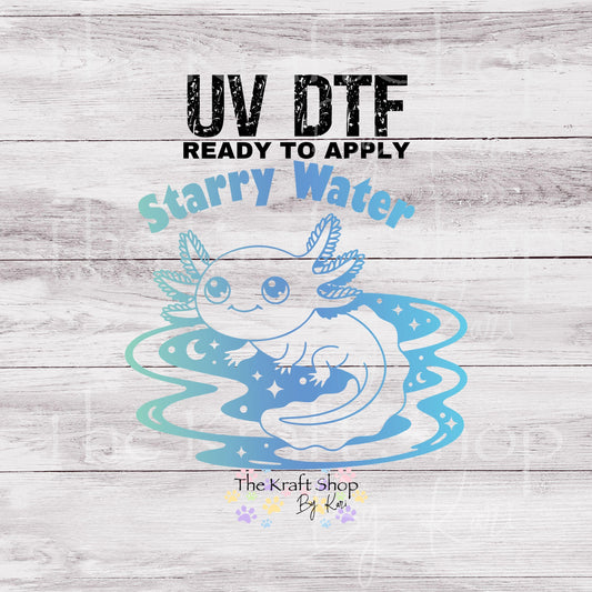 UV DTF Starry Water Axolotl decal #1151