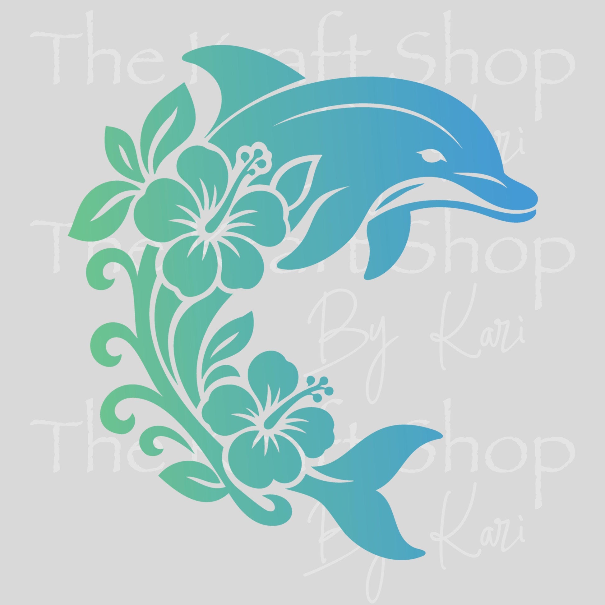 UV DTF Ombre Flower Dolphin decal #1152