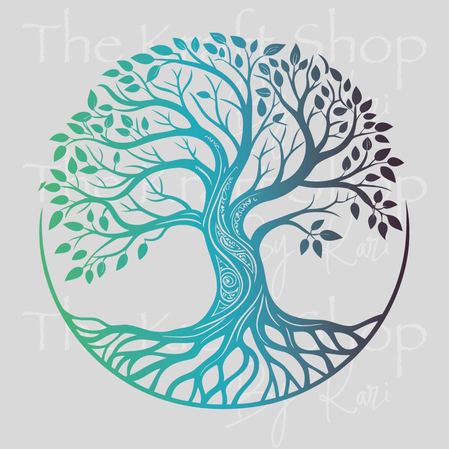 UV DTF Tree of life ombre blues #10524