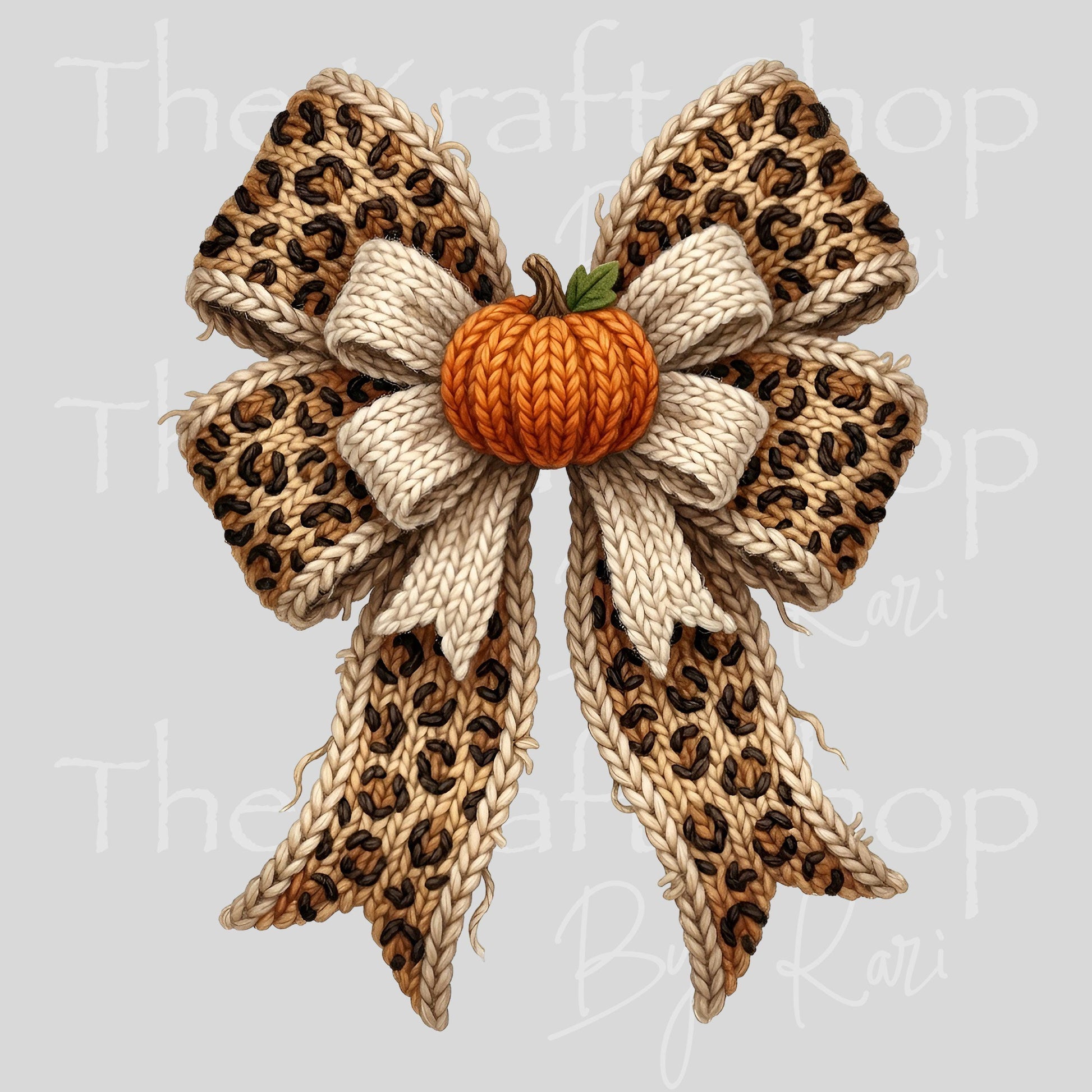 UV DTF Yarn Leopard pumpkins bow Fall Autumn #7696