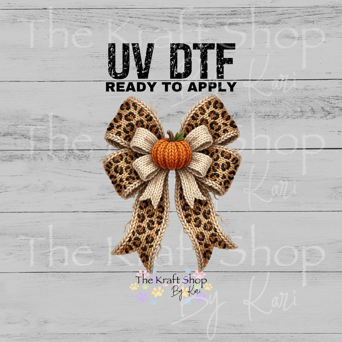 UV DTF Yarn Leopard pumpkins bow Fall Autumn #7696