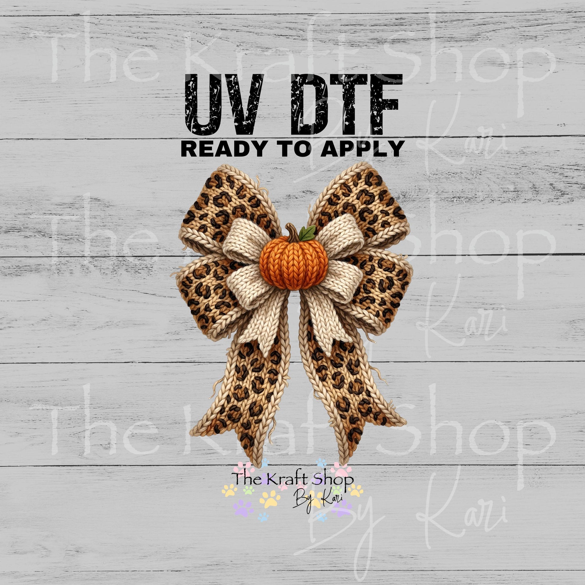 UV DTF Yarn Leopard pumpkins bow Fall Autumn #7696