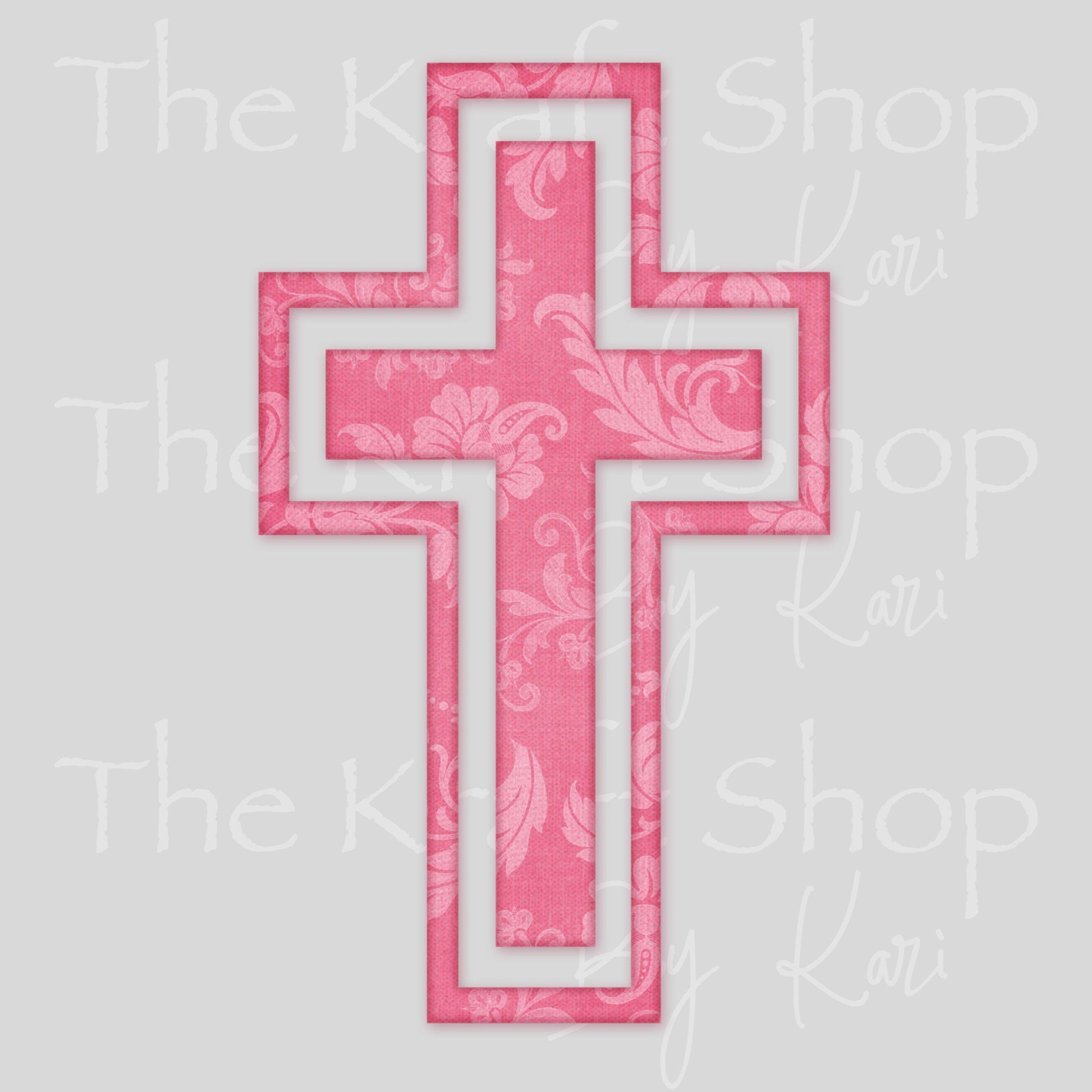UV DTF Pink cross floral design decal. Permanent sticker #10527