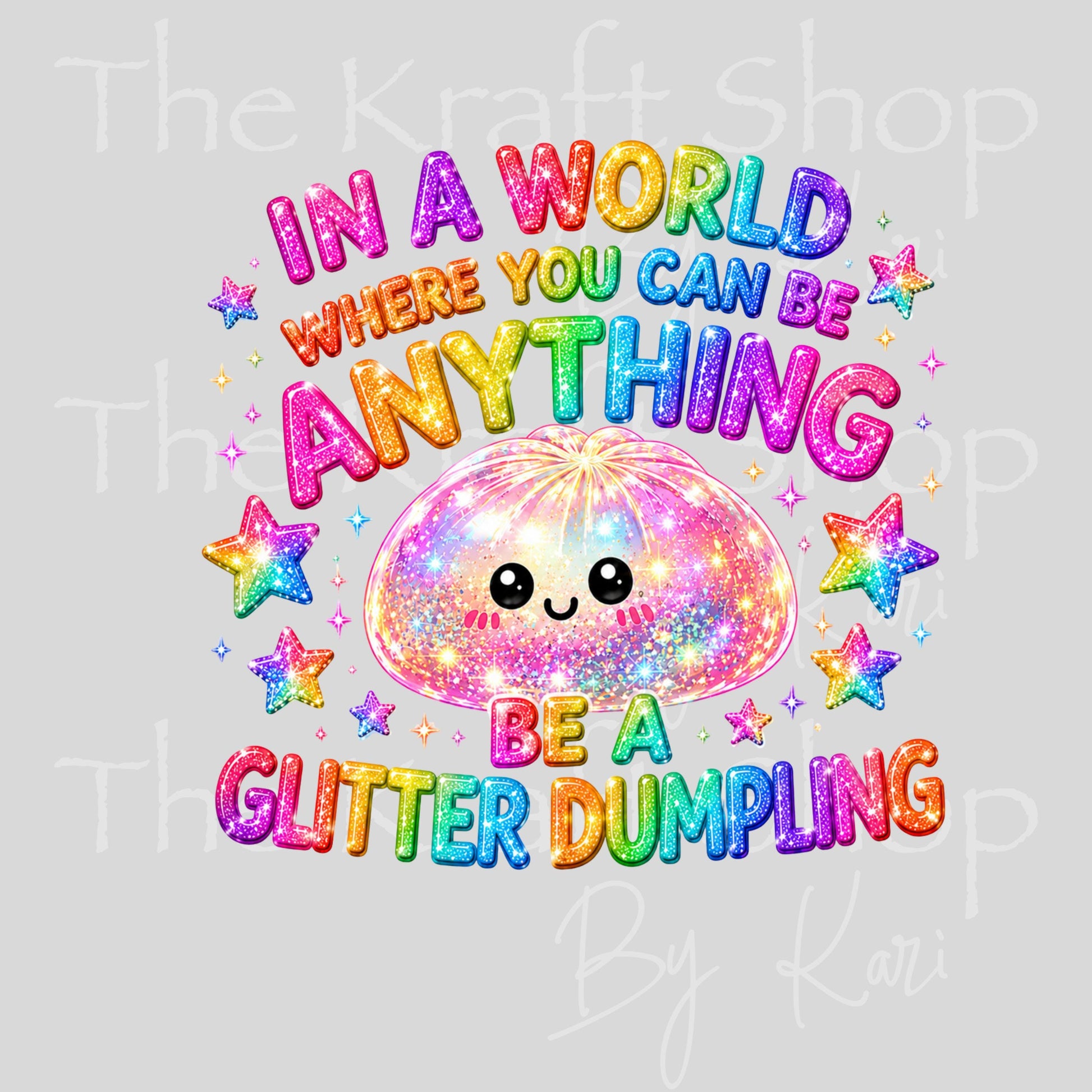UV DTF In a world where you can be anything be a glitter dumpling decal #4762