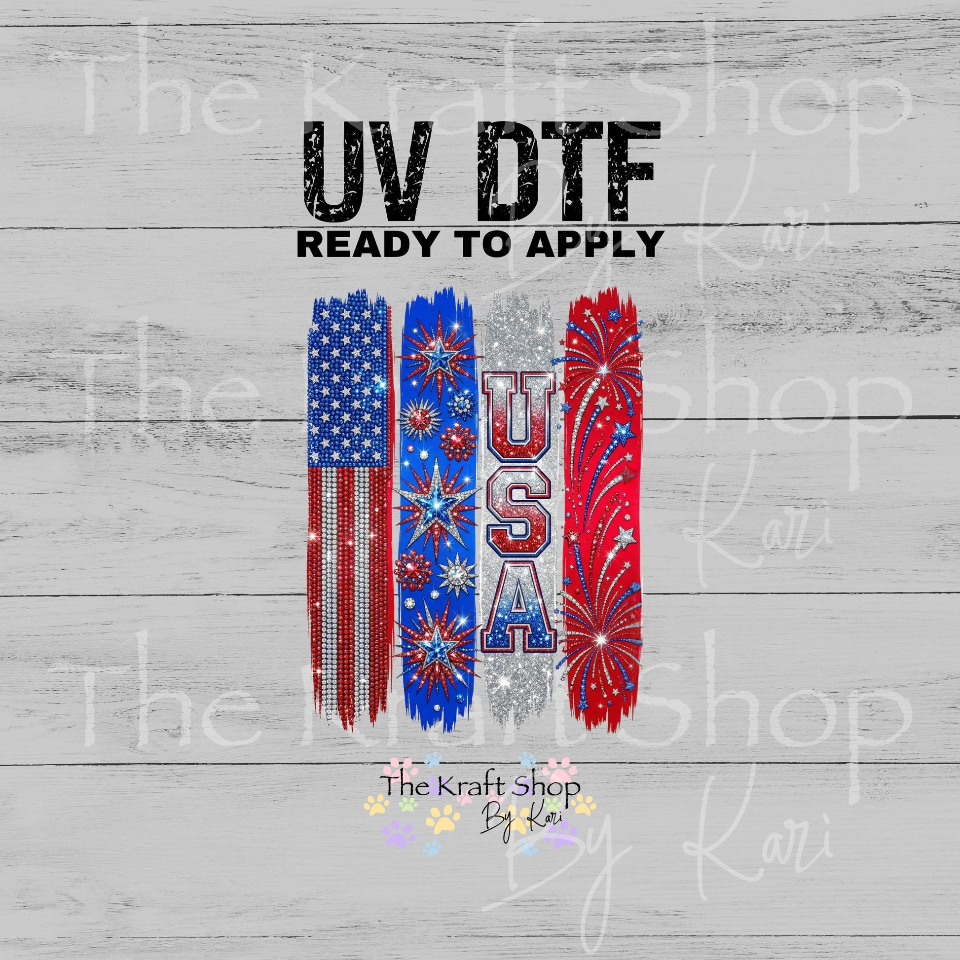 UV DTFUSA brush stroke 4th of July patriotic decal #7688