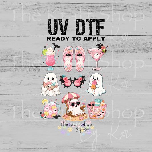 UV DTF Pink Summerween element mixed media sheet 8x7 decal #7710