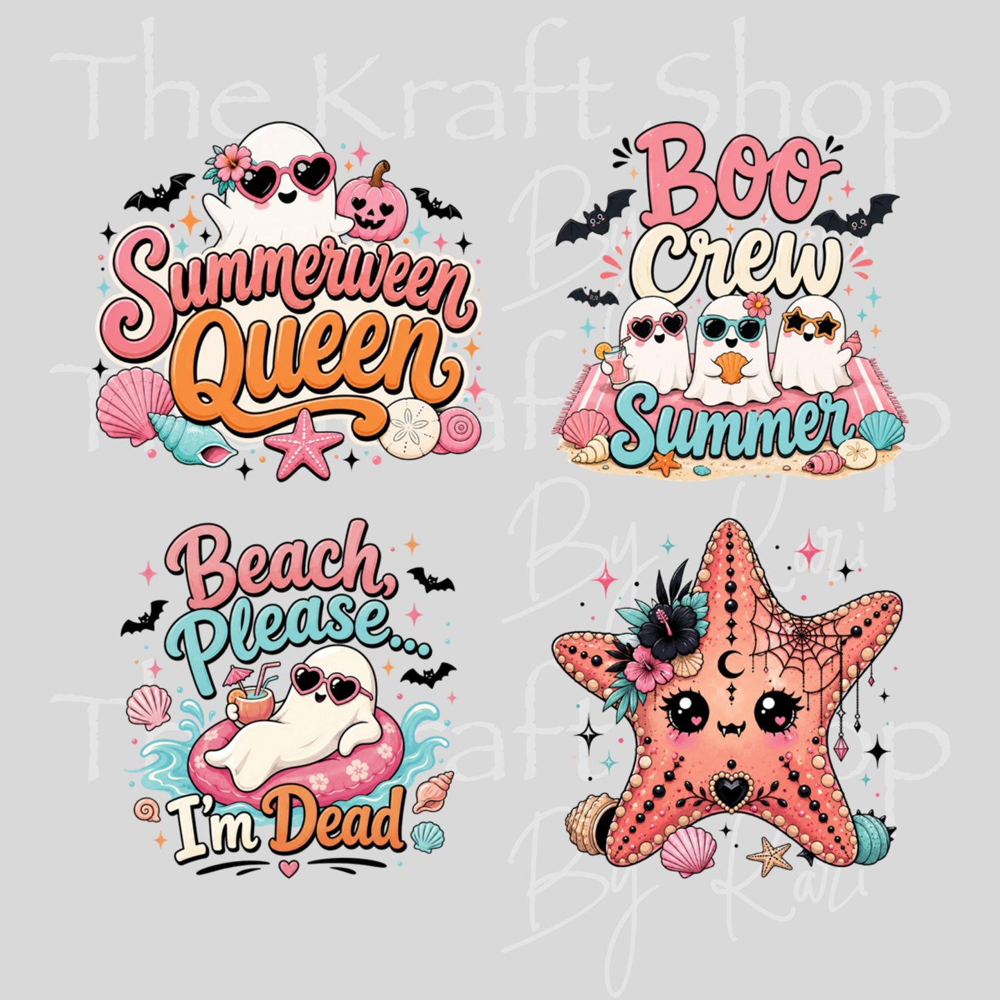 UV DTF Summerween Queen decals 4pk, permanent sticker.#7711