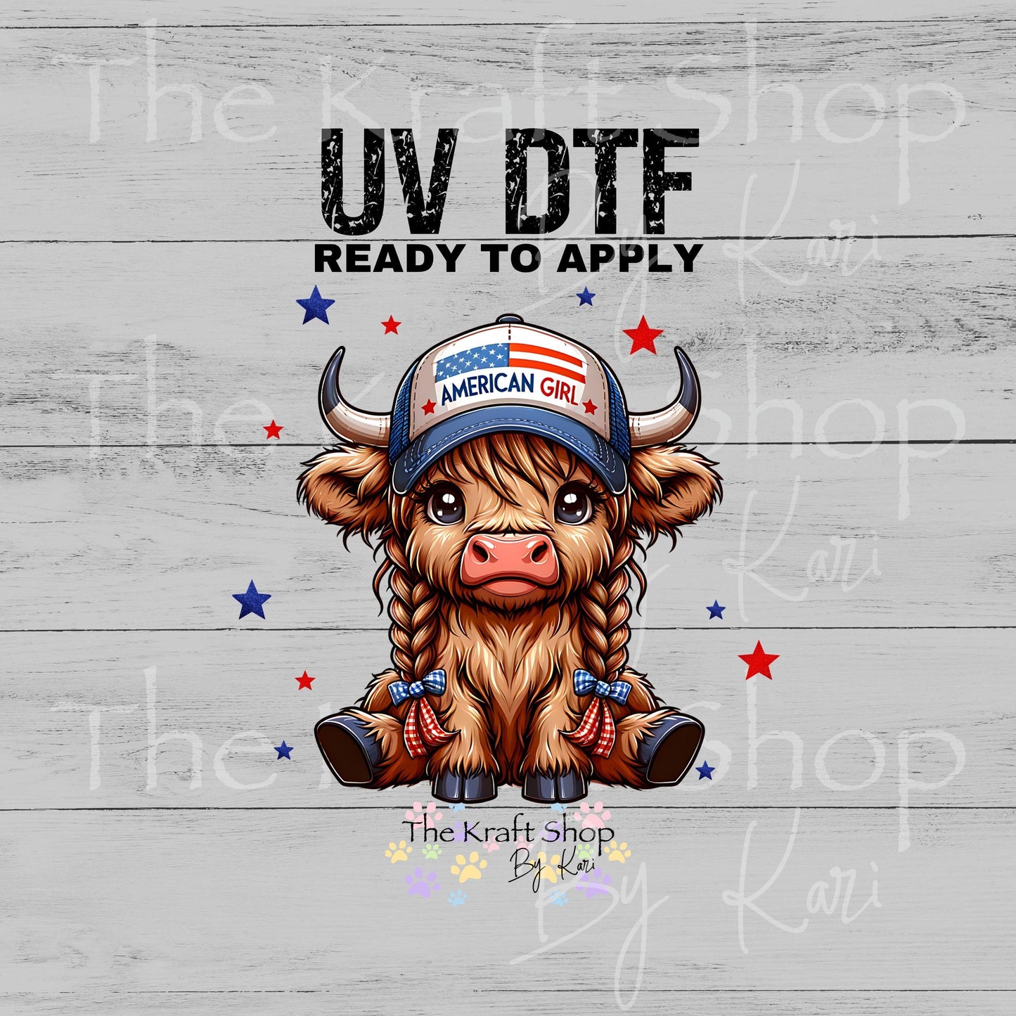 UV DTF Trucker Hat Patriotic Cow decal #7718