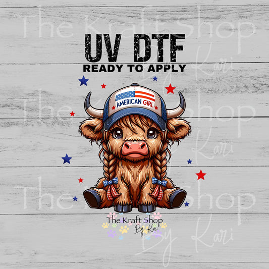 UV DTF Trucker Hat Patriotic Cow decal #7718